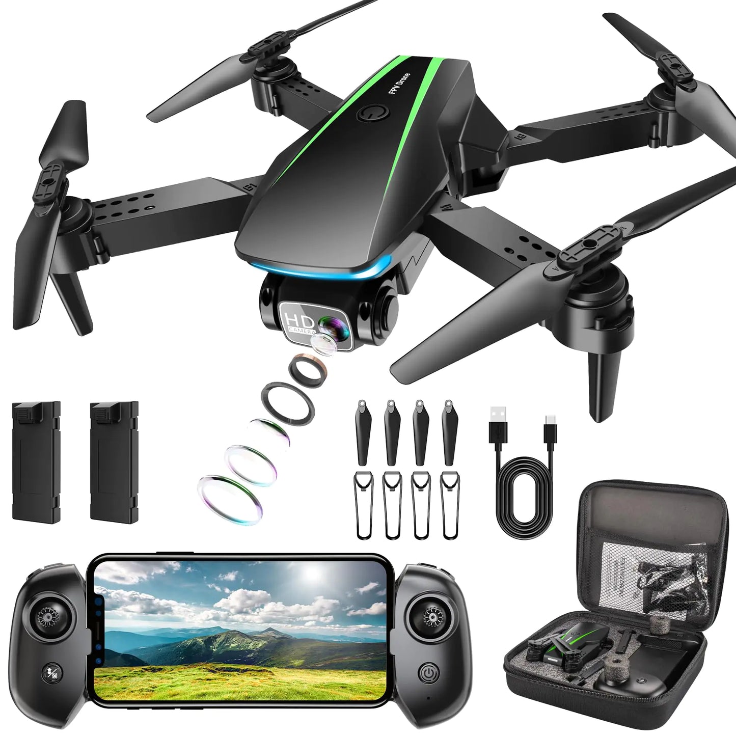 Oddire 1080P HD Foldable Mini Drone with Adjustable Camera & Gravity Control