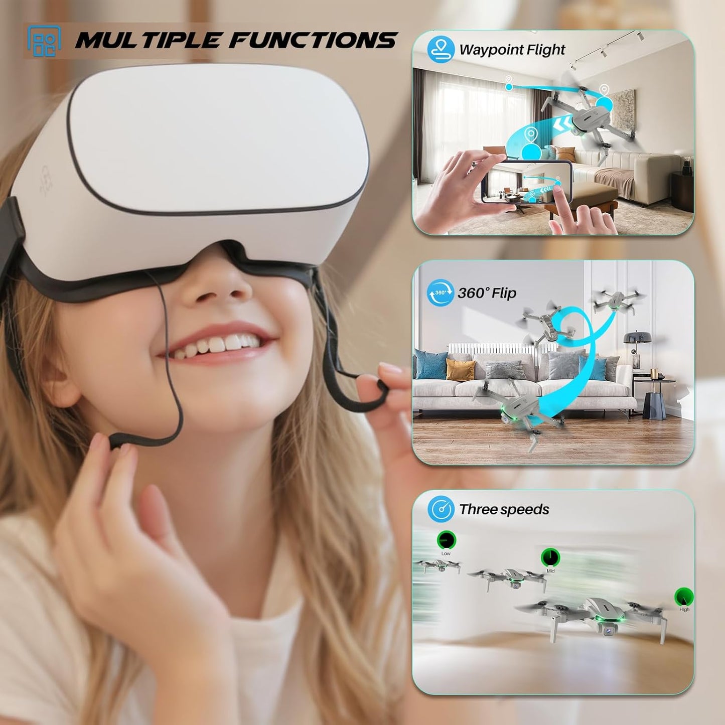 SIMREX Foldable Drone with 1080P FPV Camera